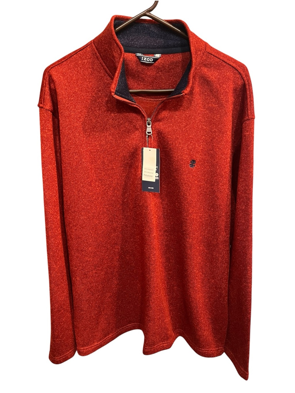 NWT IZOD Men’s Red Fleece Pull-Over 3/4 Zip - XL